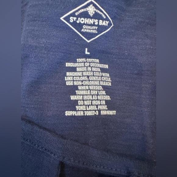 ❤️ St John’s Bay Embroidered Navy Cold Shoulder Top Large NWT 100% Cotton - Picture 5 of 5